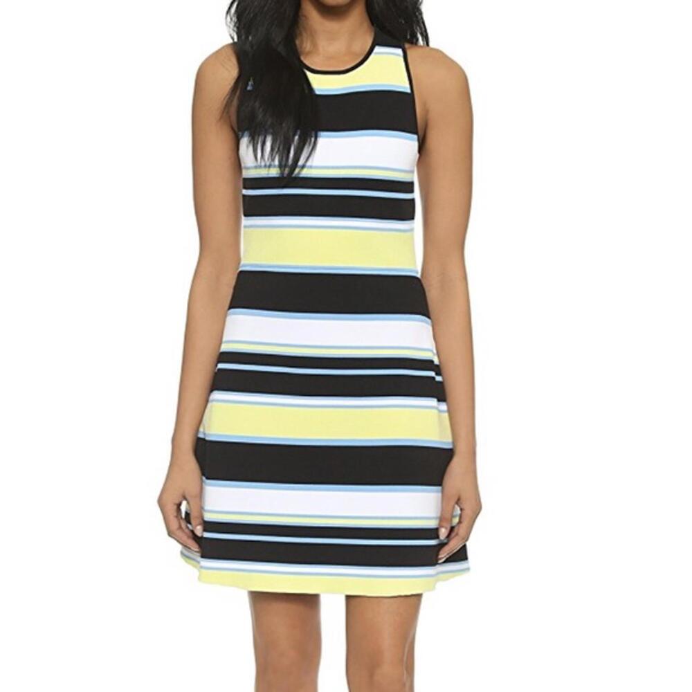A.L.C. Striped Dorit Sleeveless Racerback Knit Dress Size S Sporty Yellow Blue